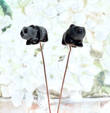 Obsidian Black Bear Copper Plant Stake