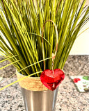Glass Heart Copper Wire Plant Stake