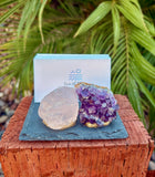 Rose Quartz and Amethyst Business Card Holder