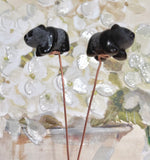 Obsidian Black Bear Copper Plant Stake