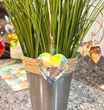 Glass Heart Copper Wire Plant Stake