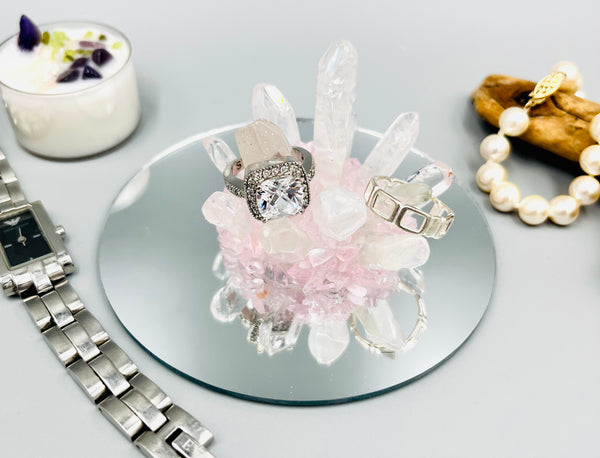 Rose Quartz Crystal Engagement Ring Holder
