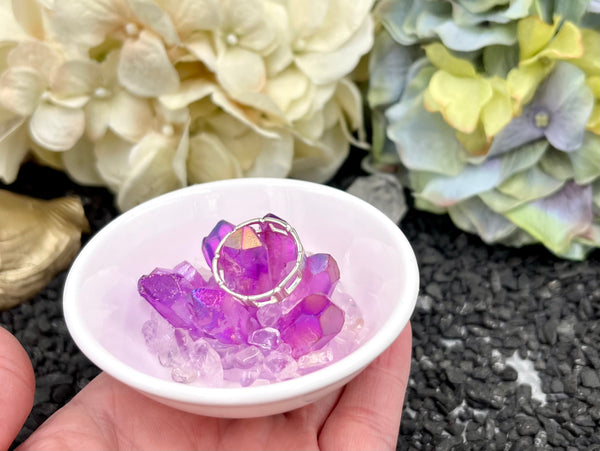 Mini Fuchsia Crystal Ring Dish
