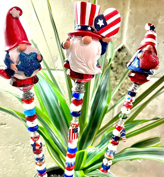 Patriotic Garden Stake in Red White and Blue