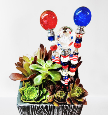 Patriotic Garden Stake in Red White and Blue